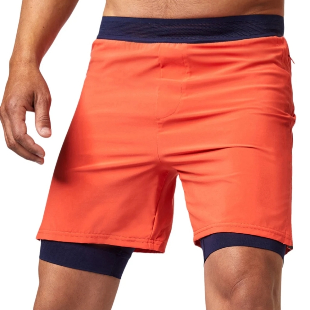 Rhone Short Swift 6" Lined Pull On Elastic Waist Orange Blue XXL Athletic New